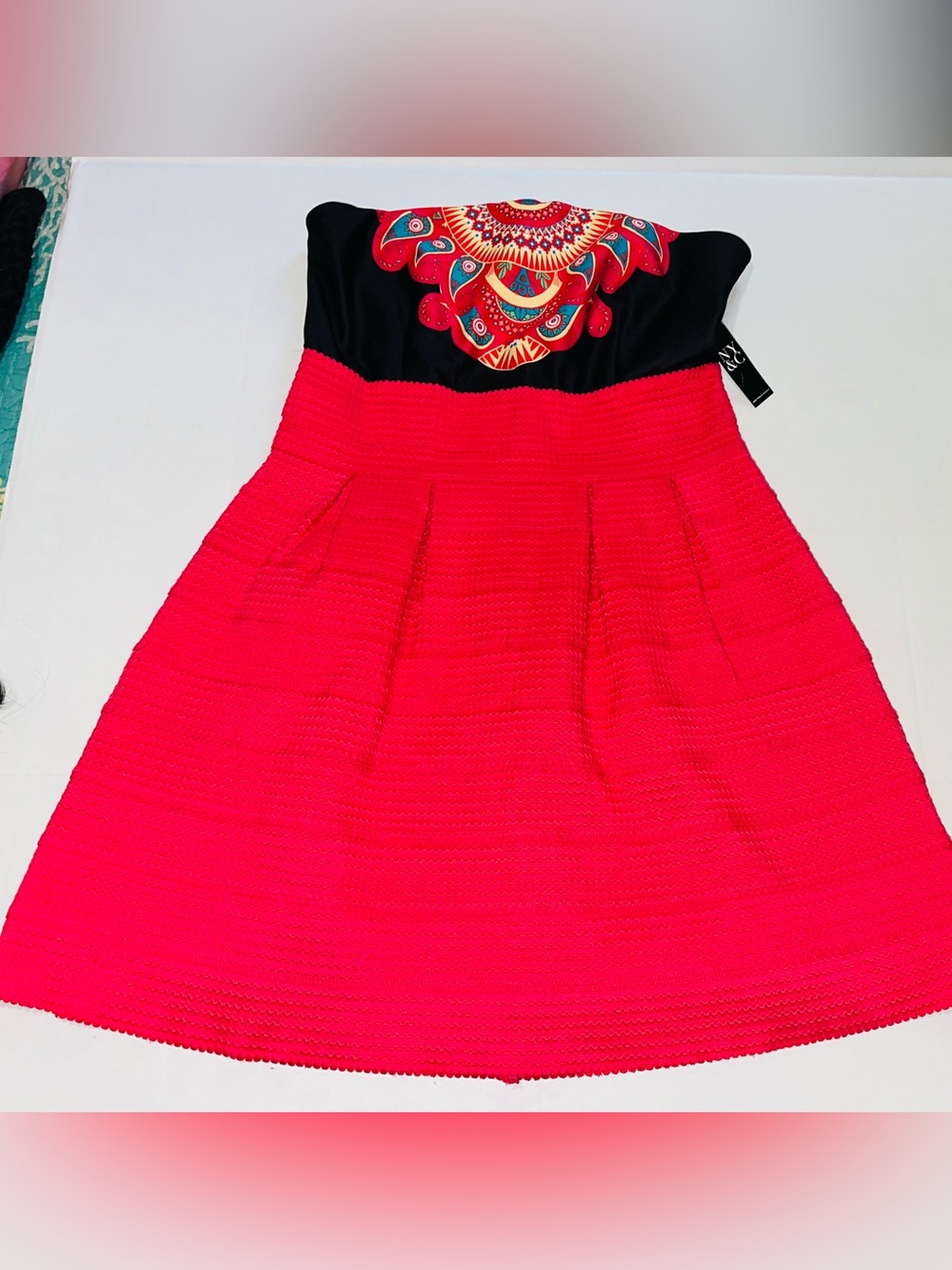 New York & Company Black and Bright Pink Strapless Girls Party Dress